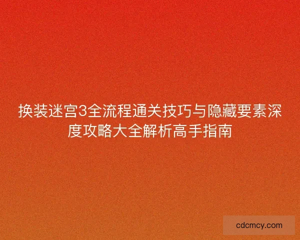 换装迷宫3全流程通关技巧与隐藏要素深度攻略大全解析高手指南
